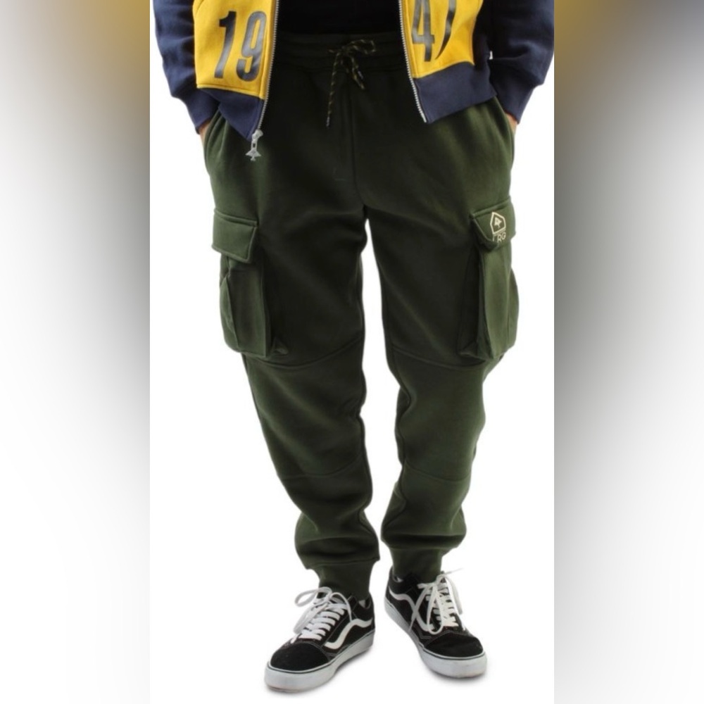 New LRG Lifted Research Group We Stand Fleece “Murky Green” Cargo Pants Sz M